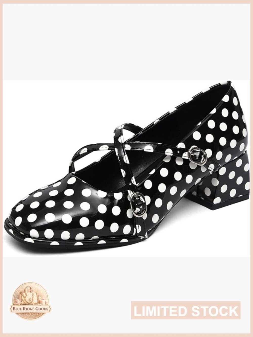 Patent Leather Chunky Heel Mary Jane Pumps Square Toe Dress Shoes